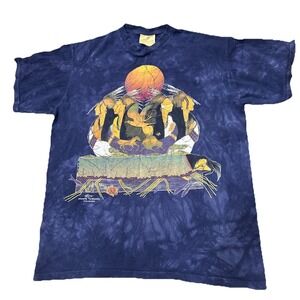 VTG 1995 The Mountain GinaGray Native American All Over Print Tie Dye T-Shirt L